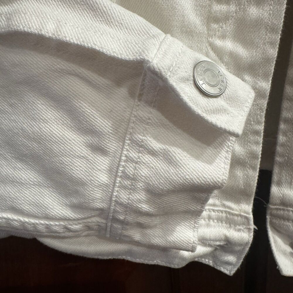 J Crew Women’s White Cropped Denim Classic Trucker Jacket Size M - Picture 9 of 16